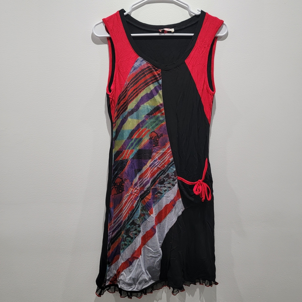2026 Asymmetrical Dress with Red and Black Accents Size 1